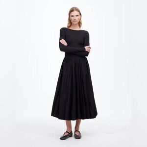 Madewell NWT Heavy Bubble Hem Midi Dress Size 12 in True Black